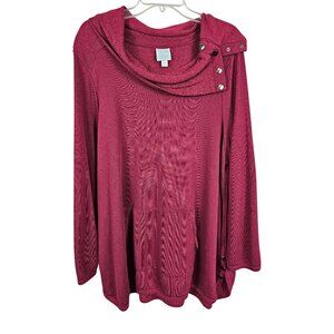 Holiday Business Casual Comfy RelaxedFit Workwear Cowlneck Red Sweater Sunday 3X